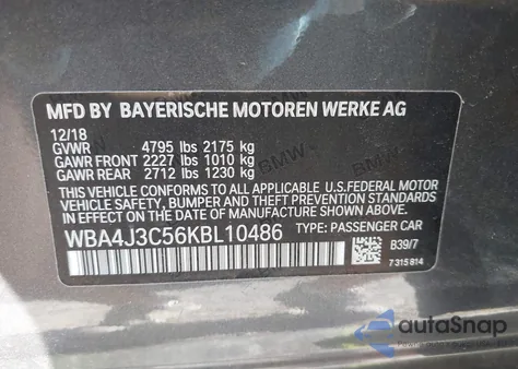 2019 BMW 430I Gran Coupe xDrive из США, поврежденный, VIN WBA4J3C56KBL10486